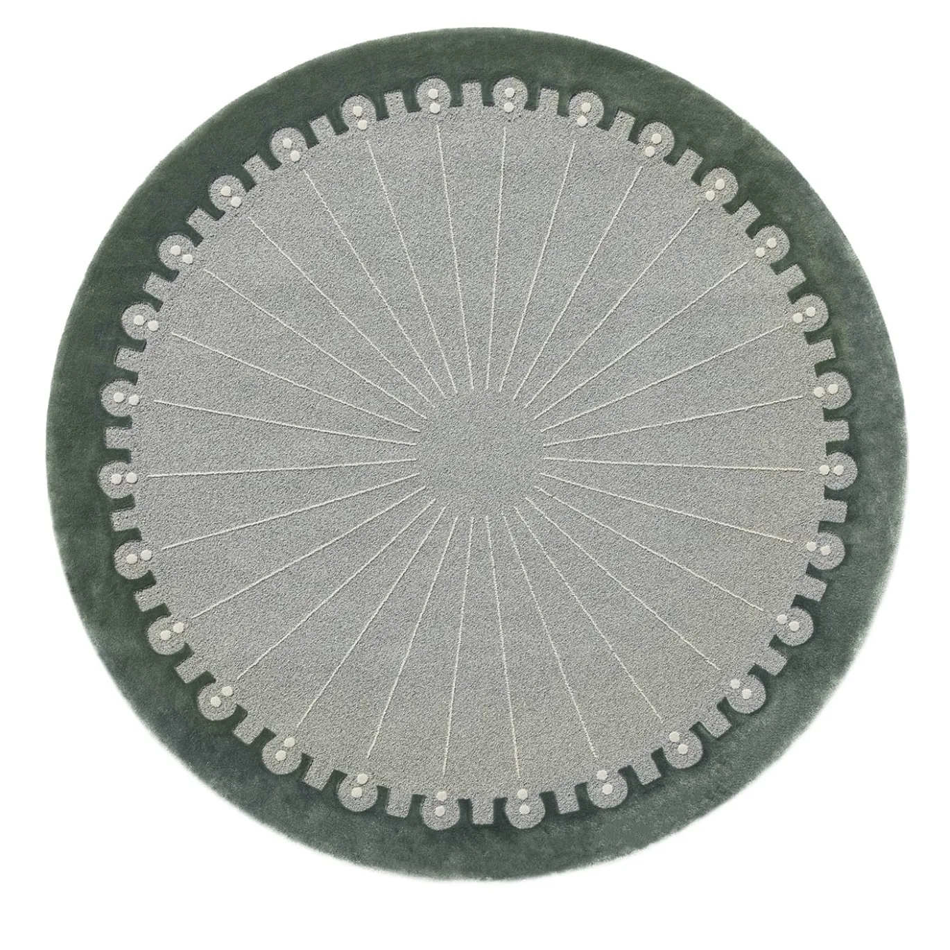 Tappeto CoDeco rotondo in lana e tencel grigio e verde di Marcante-Testa #1
