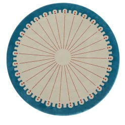 Tappeto CoDeco rotondo in lana e tencel grigio e blu di Marcante-Testa #3