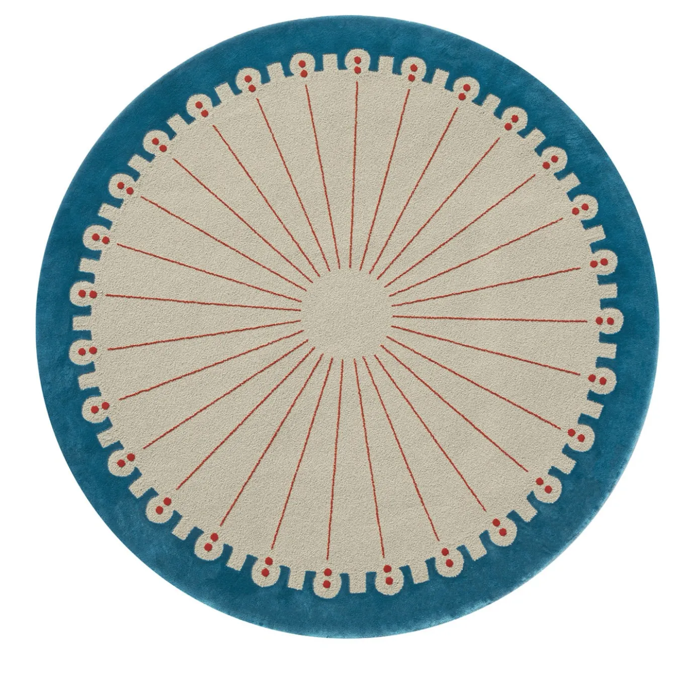Tappeto CoDeco rotondo in lana e tencel grigio e blu di Marcante-Testa #3