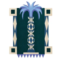 Tappeto Cut-Out Palma in lana sui toni del blu