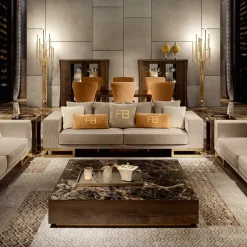 Tappeto 'Deco' di ispirazione Art Deco nei toni del grigio e del marrone
