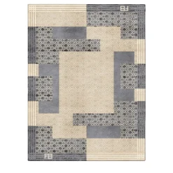 Tappeto 'Deco' di ispirazione Art Deco nei toni del beige e del grigio intenso