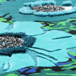 Tappeto Eula a Fiori Tonalit� Blu in Lana di Ken Scott