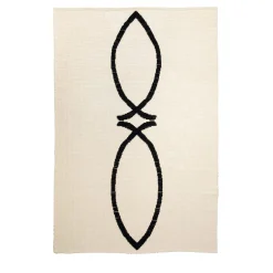 Tappeto Ichthys rettangolare crema/nero
