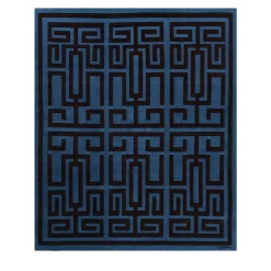 Tappeto in Lana Blu e Nero Labirinto di Gio Ponti