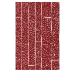 Tappeto in lana rossa fatto a mano con assi di legno