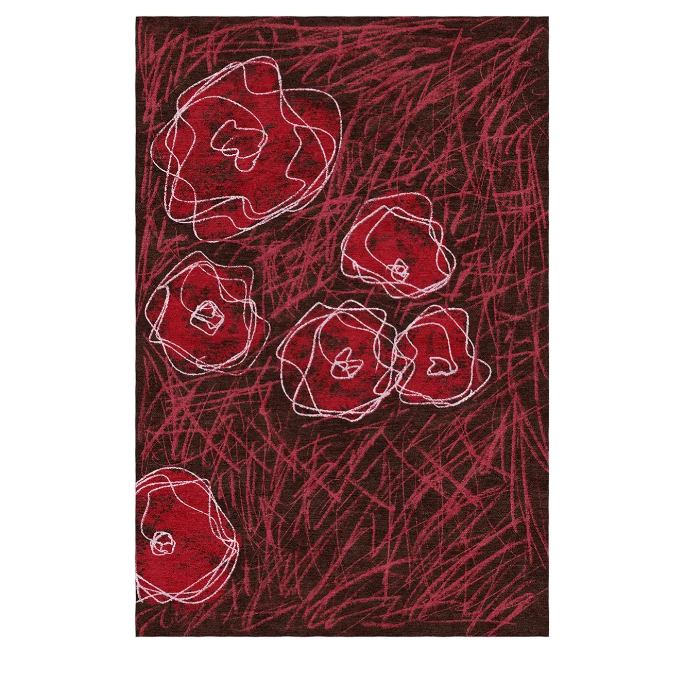 Tappeto in lana rossa fatto a mano con motivo floreale Room for Ritual