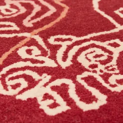 Tappeto in lana rosso ONE-STROKE