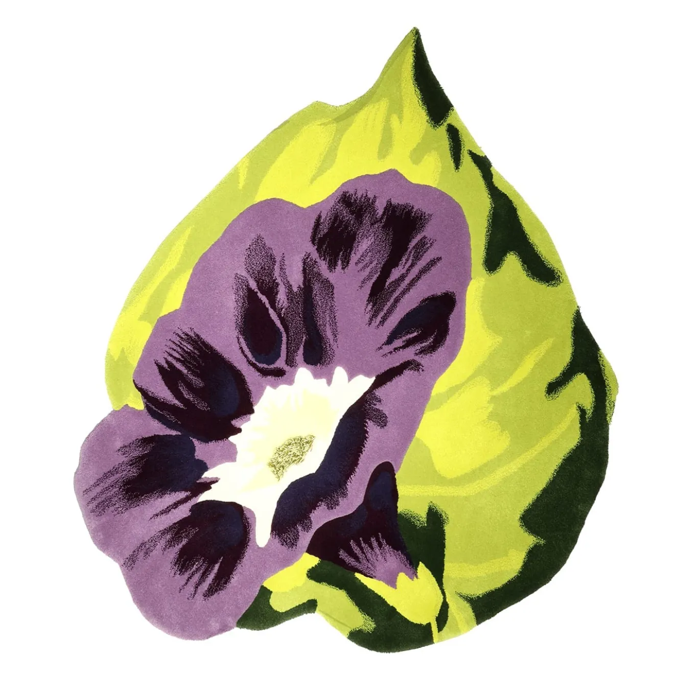 Tappeto Ipomea 2 Flower Viola e Verde Lime in Misto Lana di Ken Scott