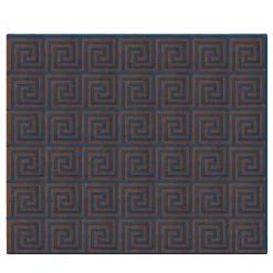 Tappeto Labyrinthe in agave blu oceano e marrone rosso di Léa Zéroil