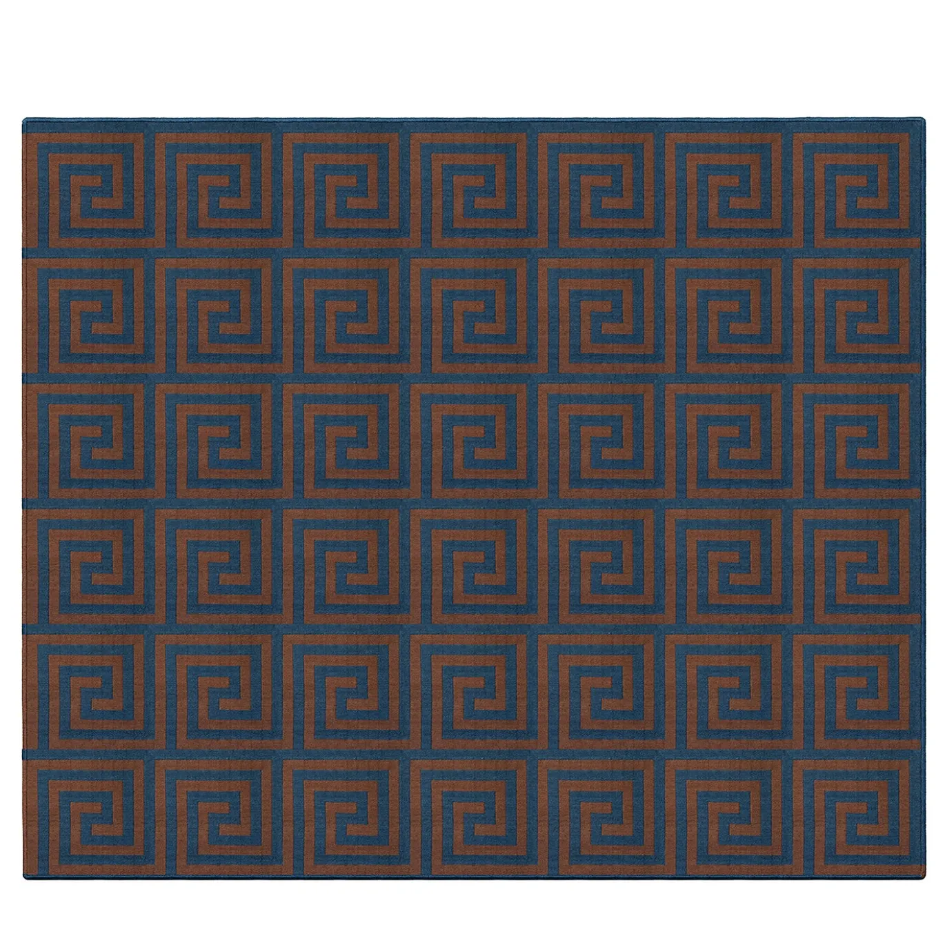 Tappeto Labyrinthe in agave blu oceano e marrone rosso di Léa Zéroil