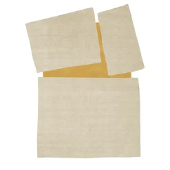 Tappeto Lettera Aperta Beige e Giallo Annodato a Mano