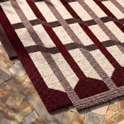 Tappeto per esterni Intreccio con motivo geometrico rosso