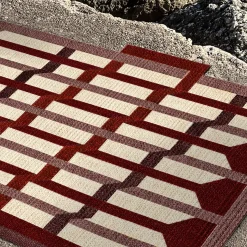 Tappeto per esterni Intreccio con motivo geometrico rosso