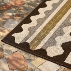 Tappeto per esterni Onda marrone con motivo geometrico