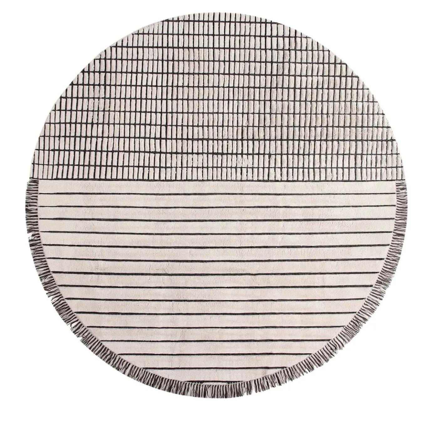 Tappeto RD Grid Berber Round in lana bianca di Rodolfo Dordoni
