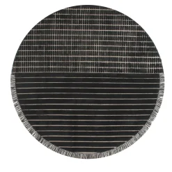 Tappeto RD Grid Berber Round in lana nera di Rodolfo Dordoni