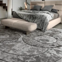 Tappeto Rettangolare Horus Grigio in Viscosa