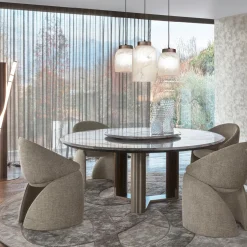 Tappeto Rotondo Horus Beige in Viscosa