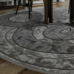Tappeto Rotondo Horus Grigio in Viscosa
