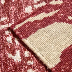 Tappeto Runner Mars rosso e bianco in seta di bambù lavorato a mano