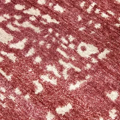 Tappeto Runner Mars rosso e bianco in seta di bambù lavorato a mano
