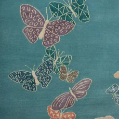Tappeto Spirit in the Sky Butterfly Blue realizzato a mano in lana e seta