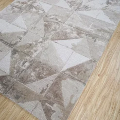 Tappeto Tuftato a Mano Dusky Trajectory Bianco e Bianco Antico