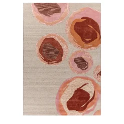Tappeto Tuftato a Mano Rosa Tenue e Rosso Bruciato