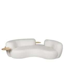 Tateyama 250 Pearl bouclè sofa with satin brass metal arm