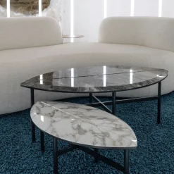 Tateyama 250 Pearl bouclè sofa with satin brass metal arm