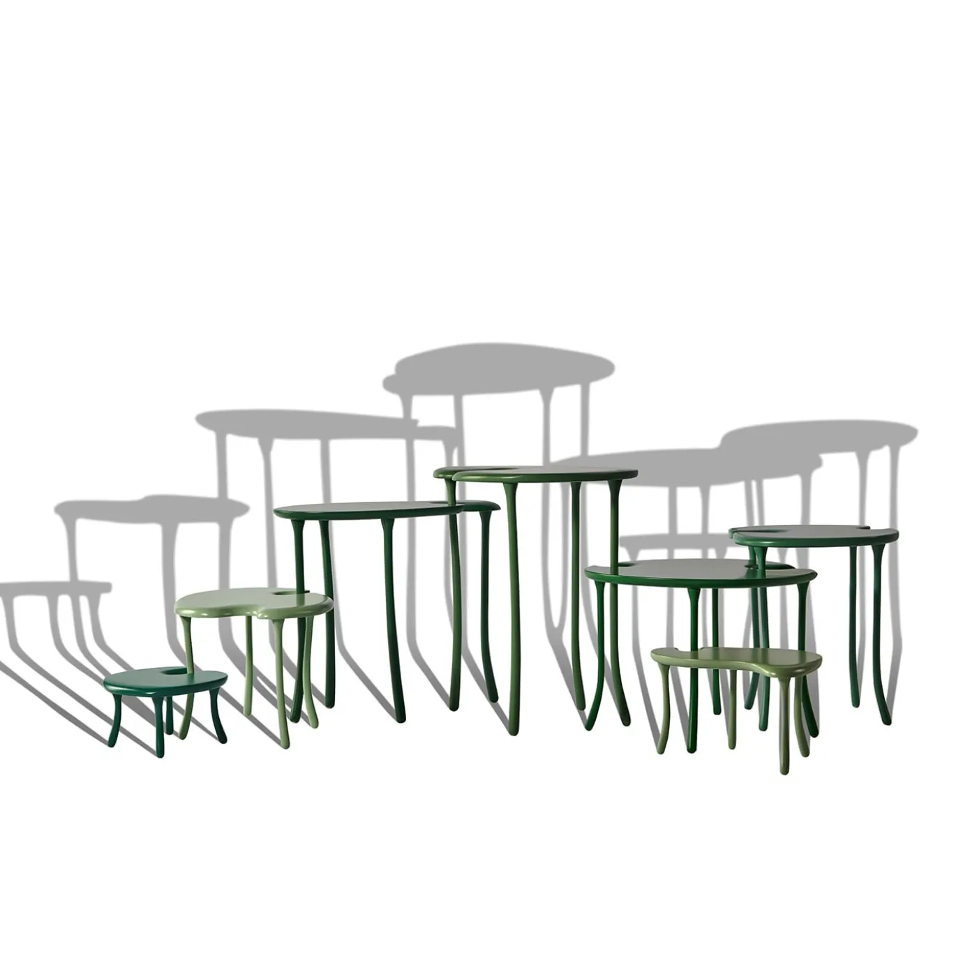 Tavo B Set di tavoli modulari verdi a 7 pezzi in edizione limitata di Giuliano-Fukuda