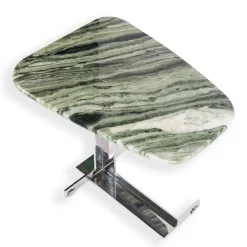 Tavolino alto con piano in marmo verde Still Stone