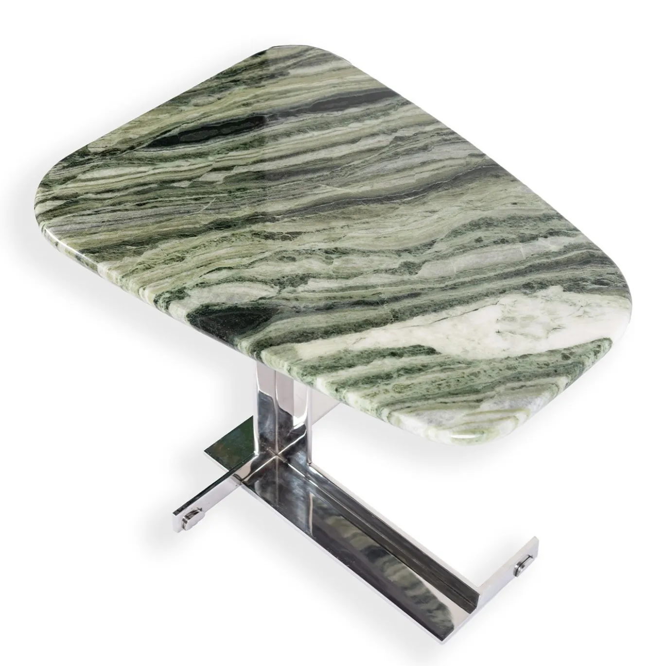 Tavolino alto con piano in marmo verde Still Stone