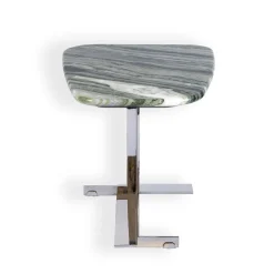 Tavolino alto con piano in marmo verde Still Stone