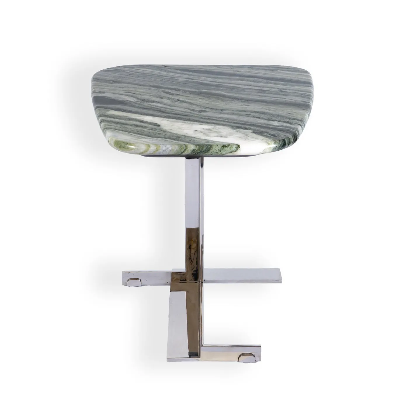 Tavolino alto con piano in marmo verde Still Stone