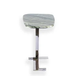 Tavolino alto con piano in marmo verde Still Stone