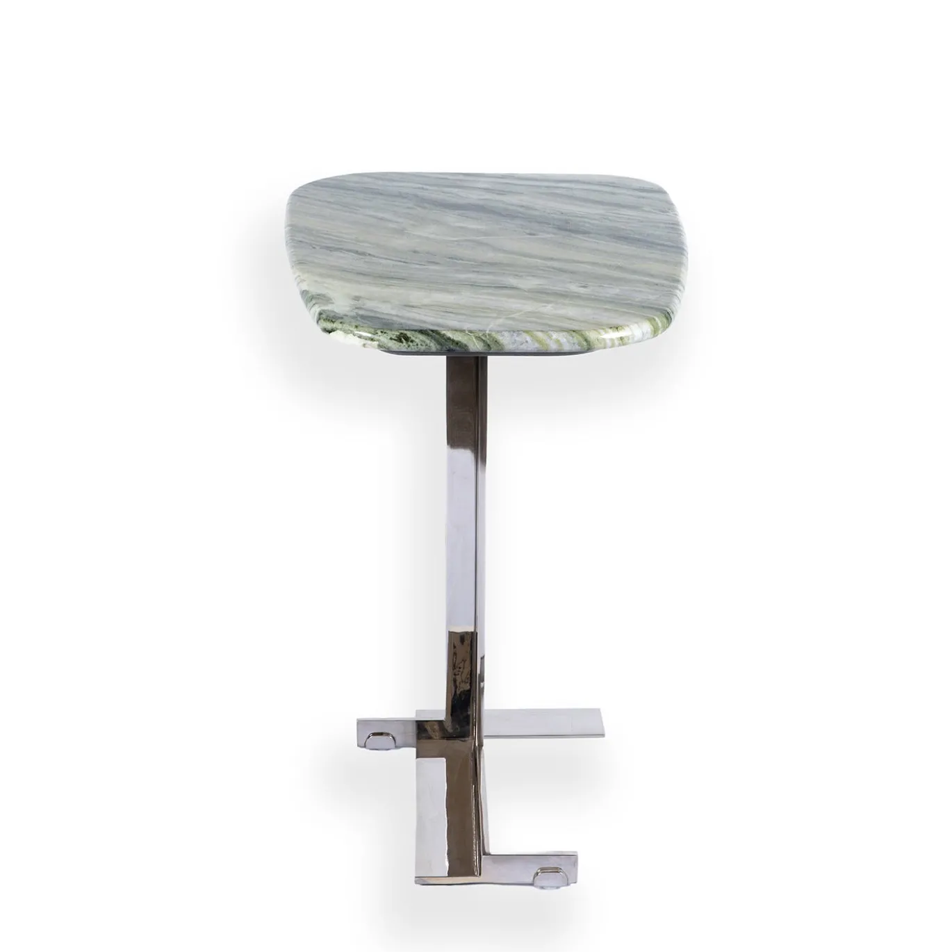 Tavolino alto con piano in marmo verde Still Stone