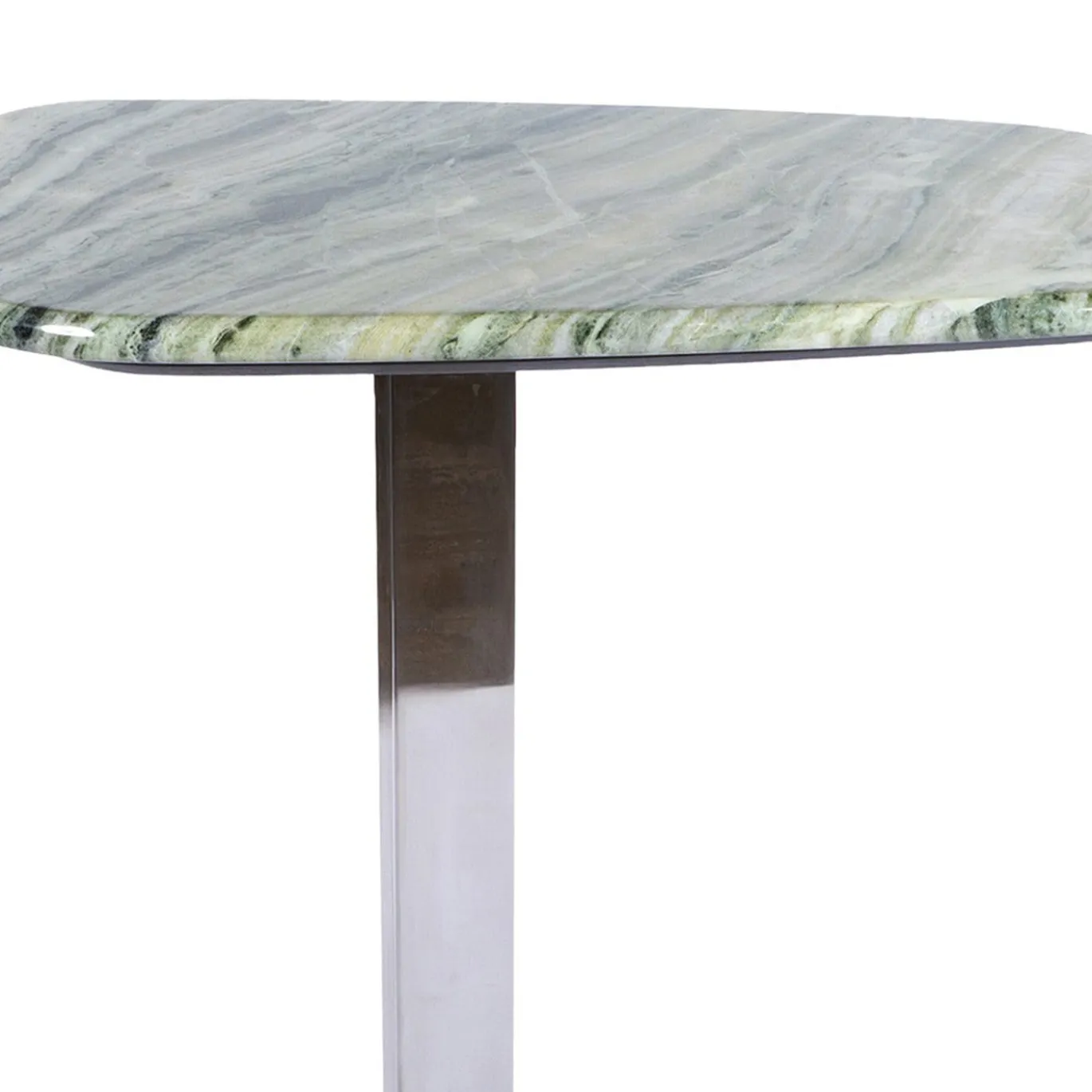 Tavolino alto con piano in marmo verde Still Stone