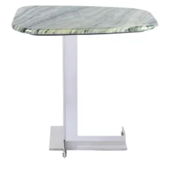 Tavolino alto con piano in marmo verde Still Stone