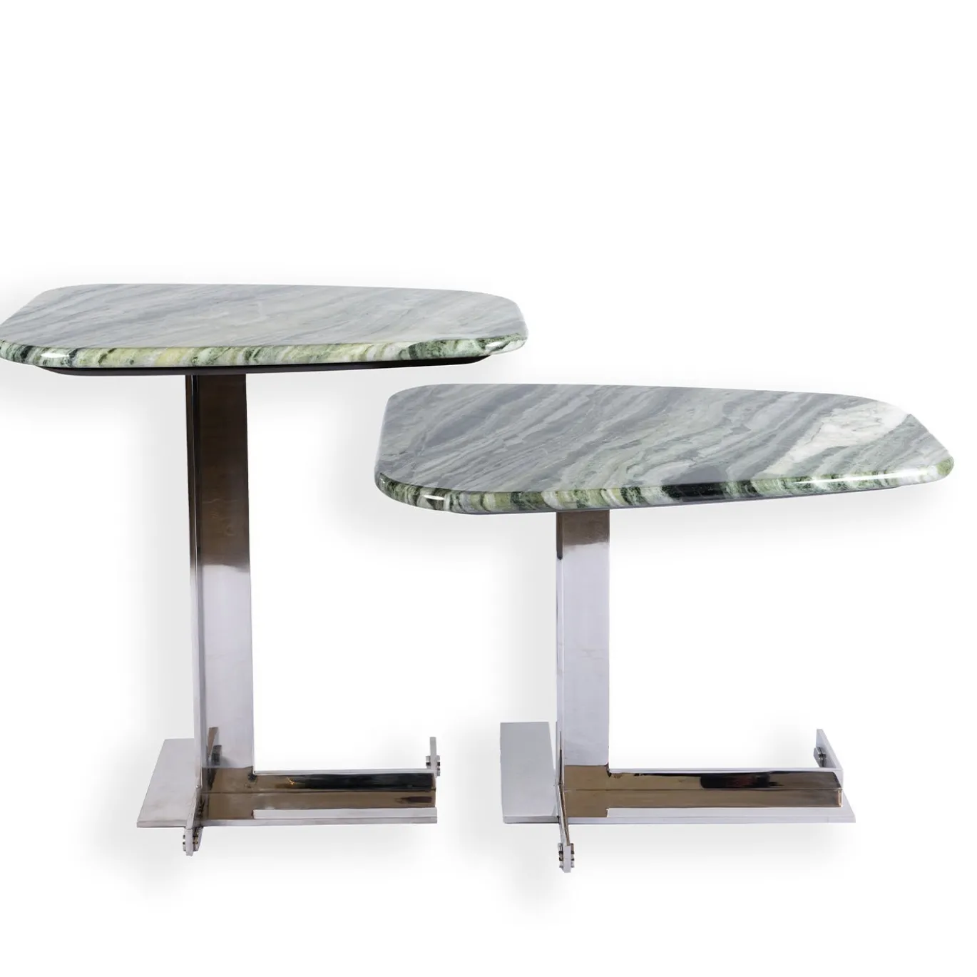 Tavolino alto con piano in marmo verde Still Stone