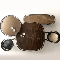 Tavolino alto rotondo in paglia nera Tray