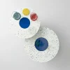 Tavolino alto rotondo Revéro in acciaio blu