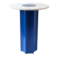 Tavolino alto rotondo Revéro in acciaio blu