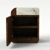 Tavolino Amo in Legno Radica Scura con Top in Onice Verde