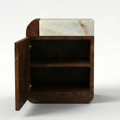 Tavolino Amo in Legno Radica Scura con Top in Onice Verde