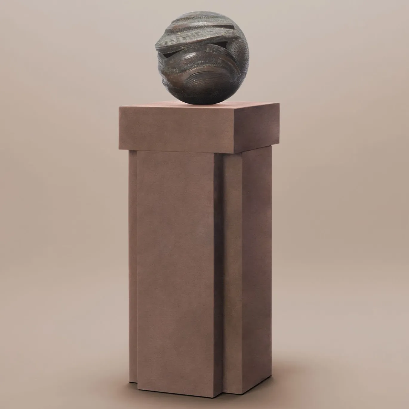 Tavolino Assoluto Plinth in Pelle Marrone