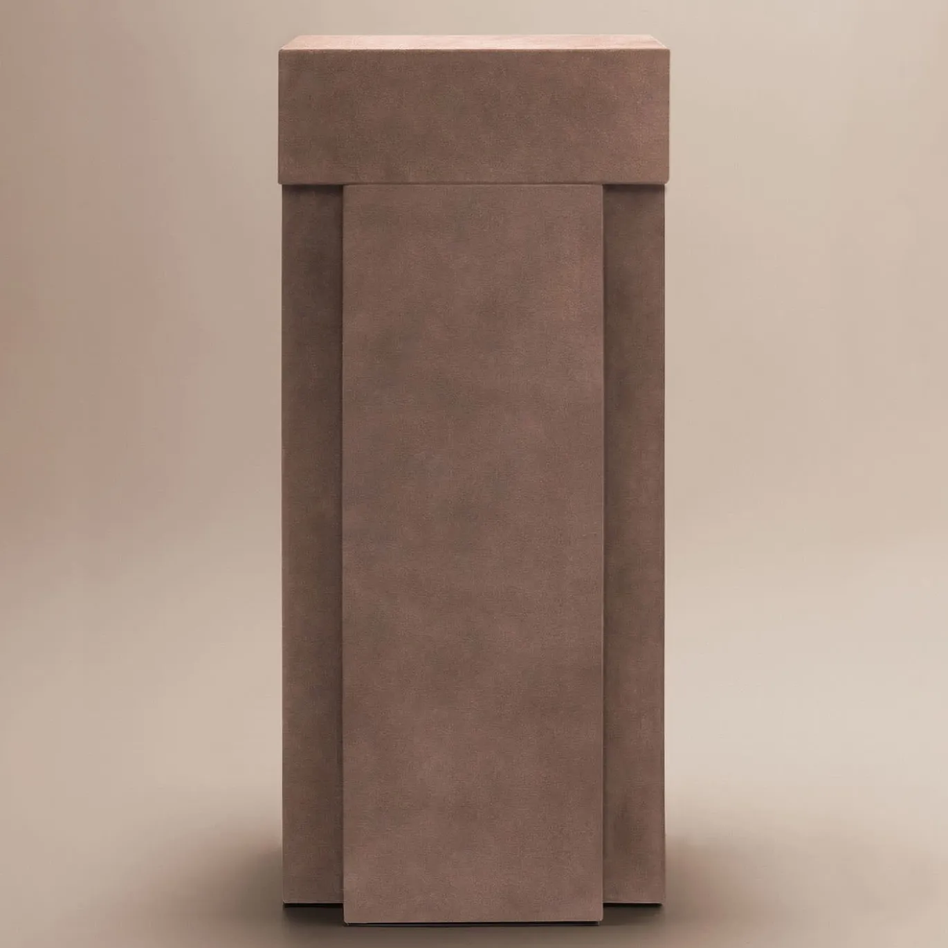Tavolino Assoluto Plinth in Pelle Marrone
