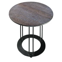 Tavolino Aureola in legno di noce azzurro e marrone e nero