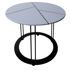 Tavolino Aureola in legno di noce azzurro e nero opaco